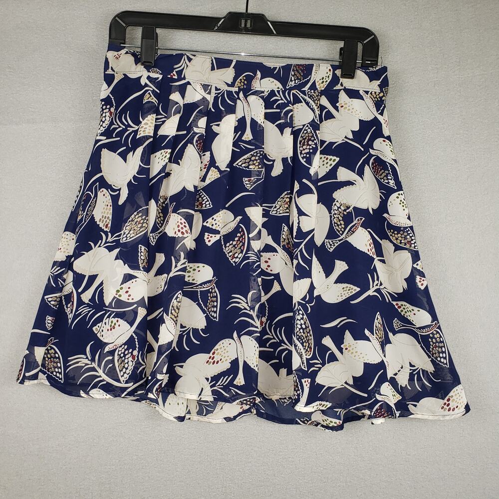 Old Navy Size S Above Knee Pleated Skirt Blue Dove Bird Print Twee Soft‎ Girl